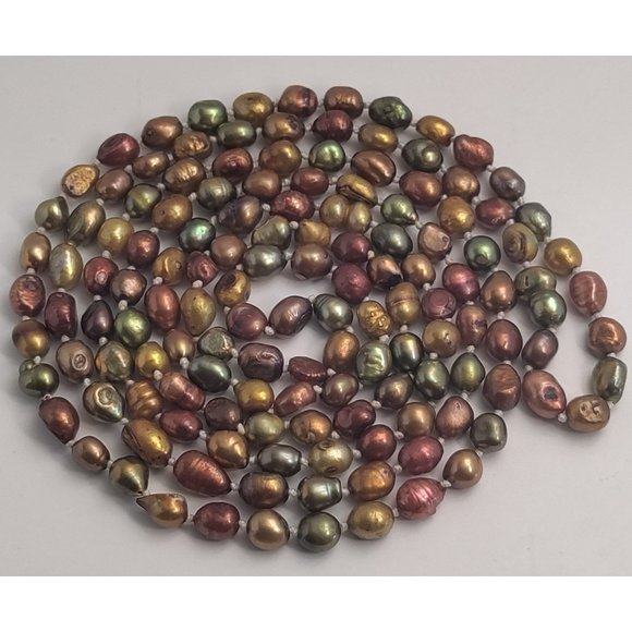 60"Estate Continuous Strand Fall Colored 7.5mm Cultured Pearl Necklace